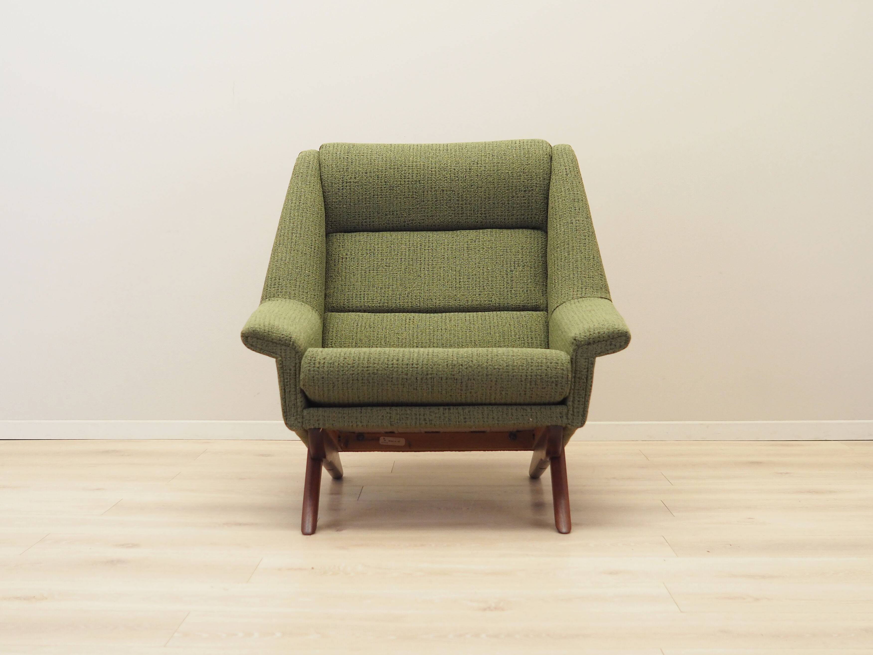 Green armchair, Danish design, 1970s, manufactured by Horsens Møbelfabrik