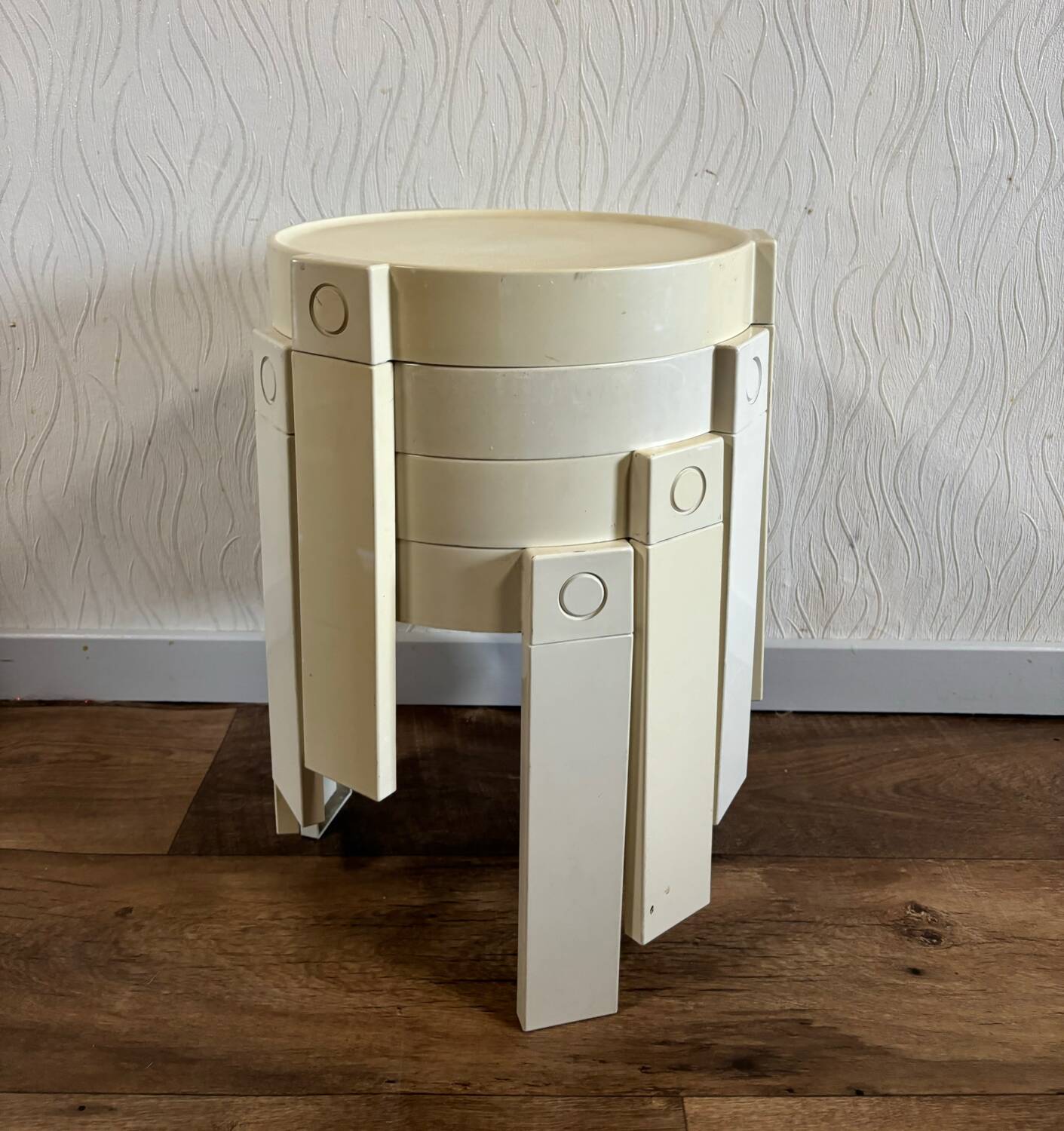 4 flair nesting tables for prisunic space age 70s white plastic