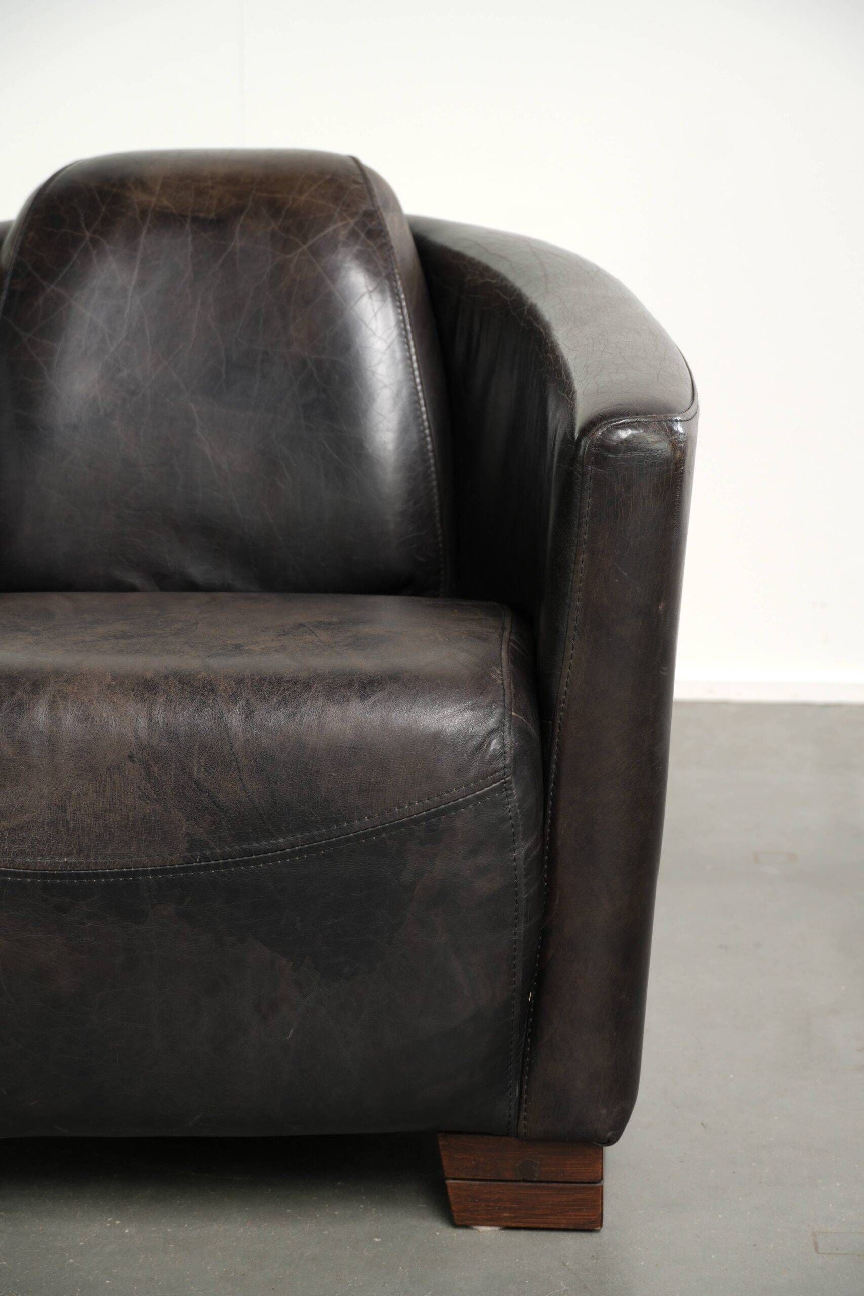 Fauteuil design Aviator en cuir de vache grainé