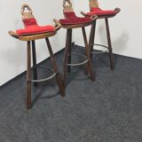 Trois tabourets de bar espagnols vintage