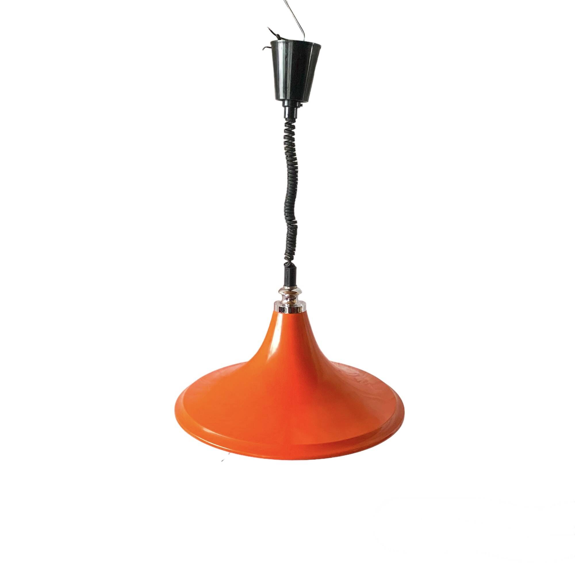 Suspension Space Age Design en métal laqué orange