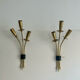 Pair of vintage wall lamps, solid brass, France 1950