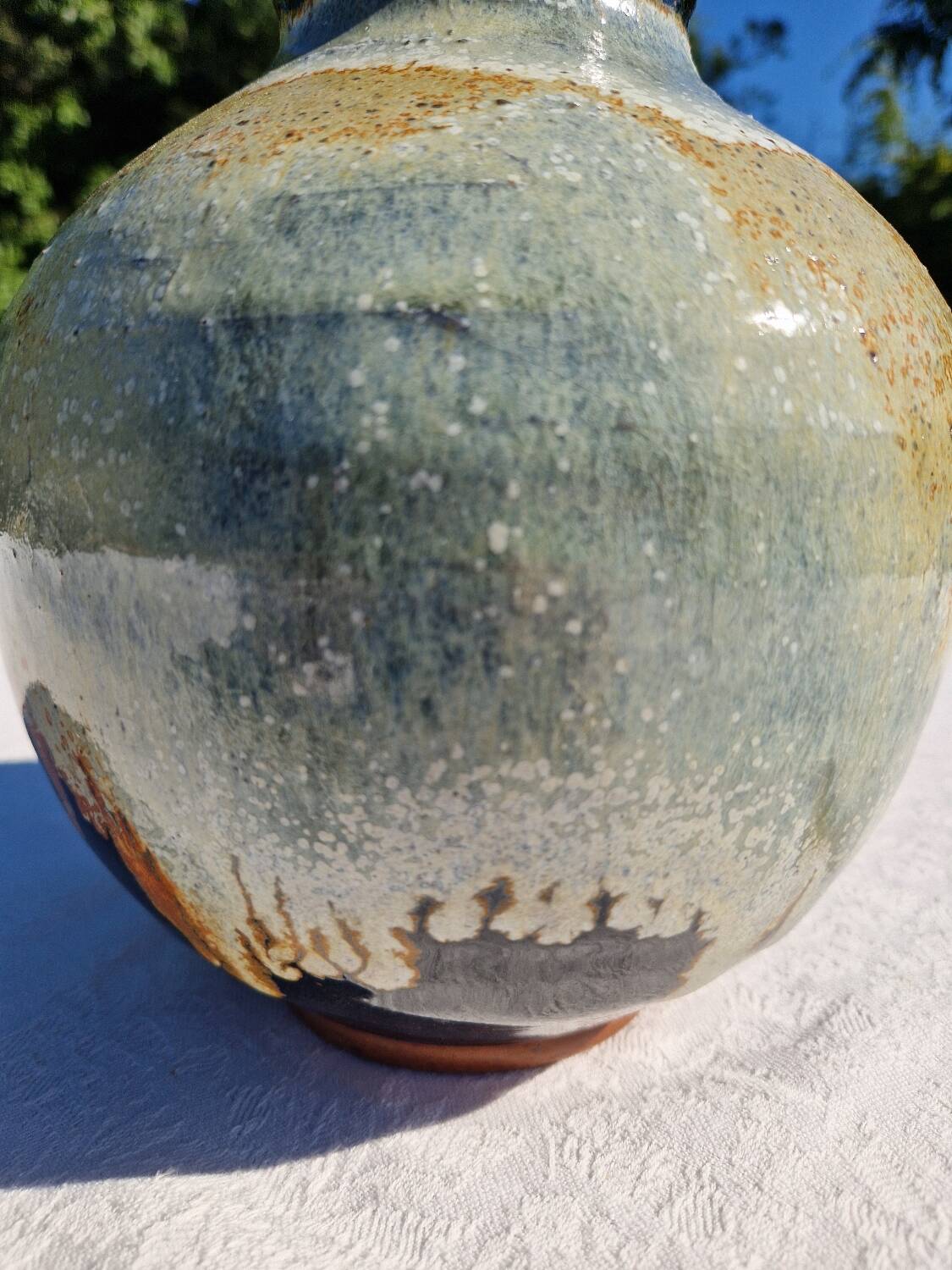 Glazed stoneware ball vase