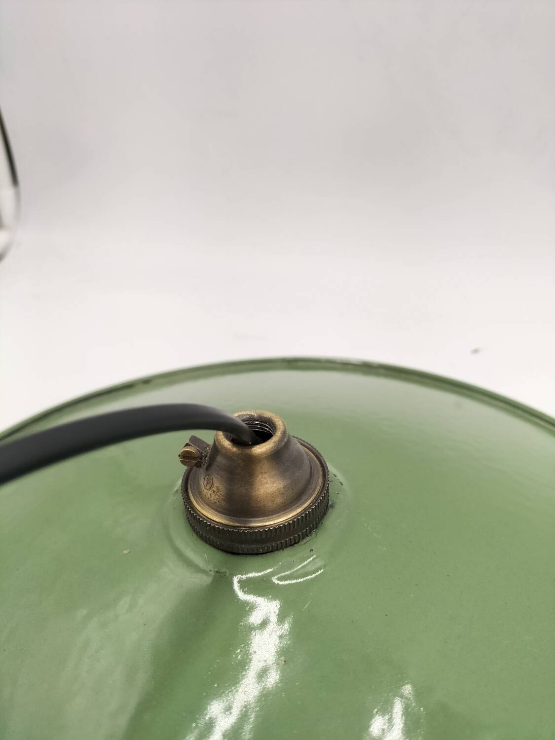 Pair of enamelled metal pendant lights