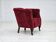 1950s, Danish vintage chair, red cotton/wool fabric, beech wood.