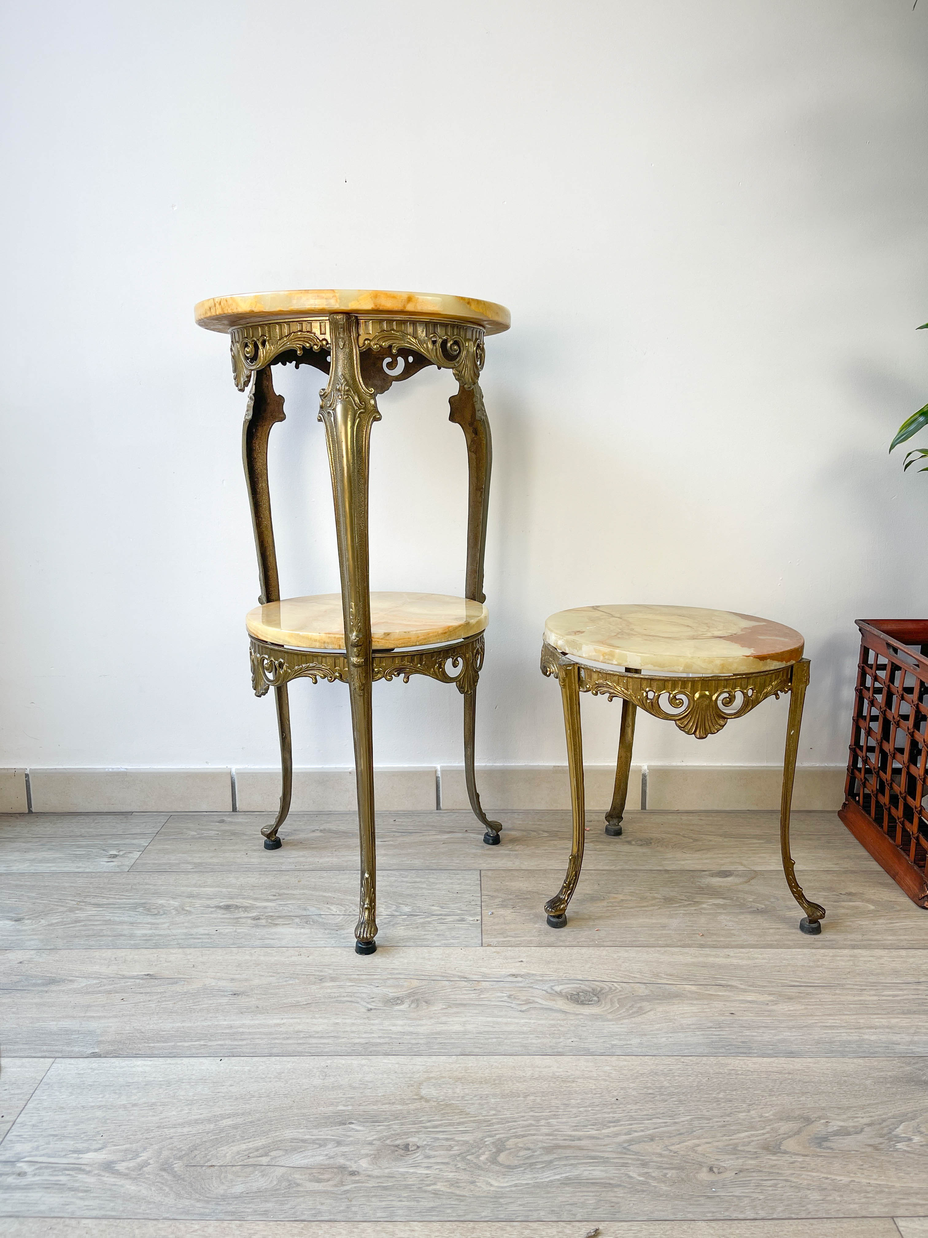 Pair of marble and bronze harnesses