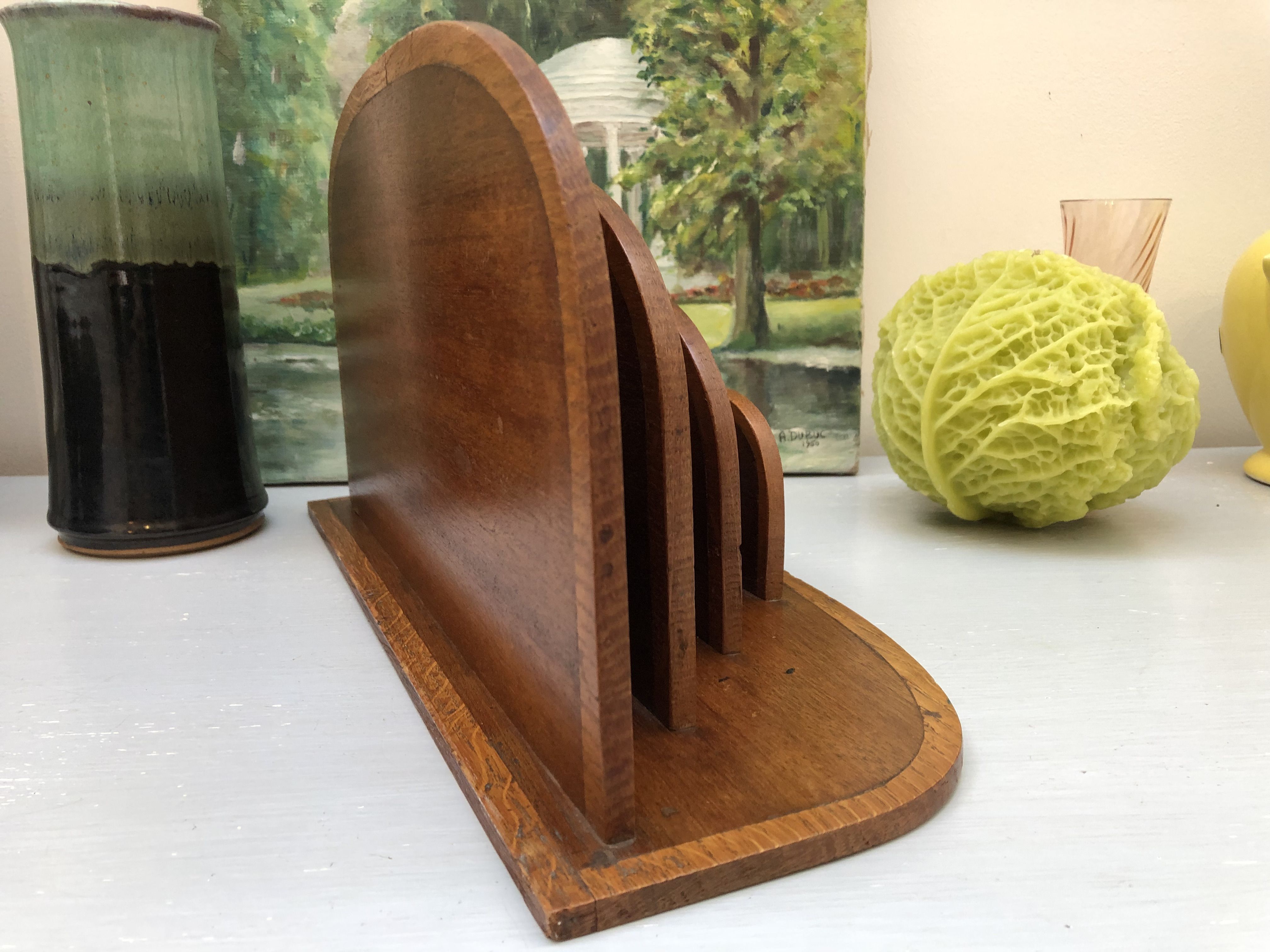 Former sorter of art deco desk in two-tone oak and mahogany wood