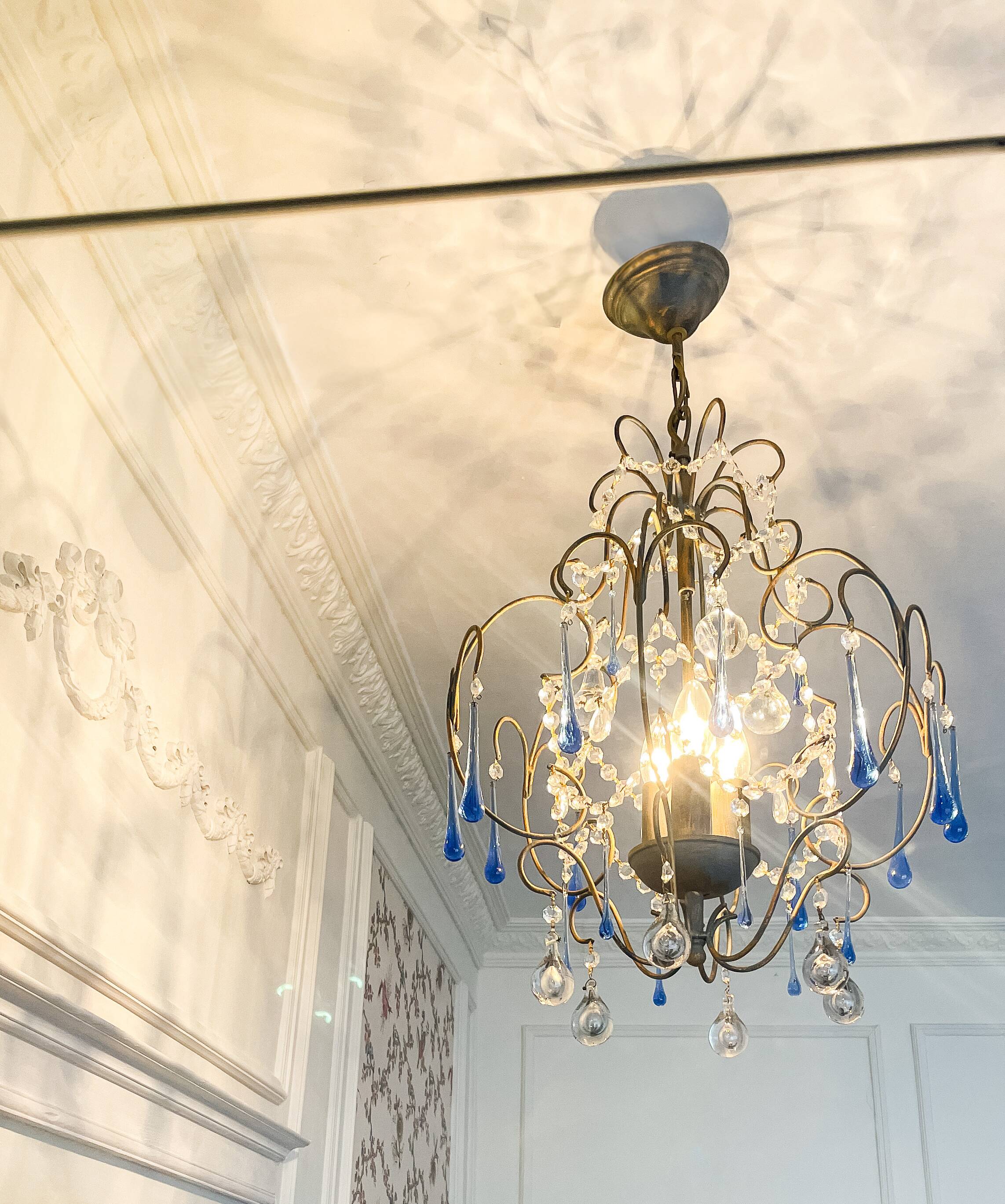 Lustre italien vintage Murano années 60-70, métal doré