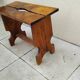 Large vintage solid wood brutalist farmhouse stool