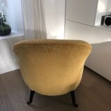 Fauteuil crapaud ancien retapissé à neuf