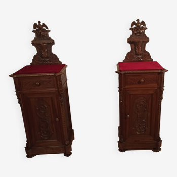 Walnut nightstands, 19th century, italy, late 19th century, set of 2