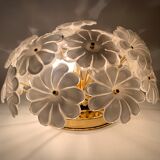 Murano glass flower italian ceiling lamp , 1970’s