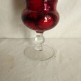 Covered pot in colored glass