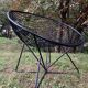Pair of round chairs in black tubular steel 1960