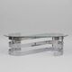 70s oval design coffee table in glass with chrome S legs.