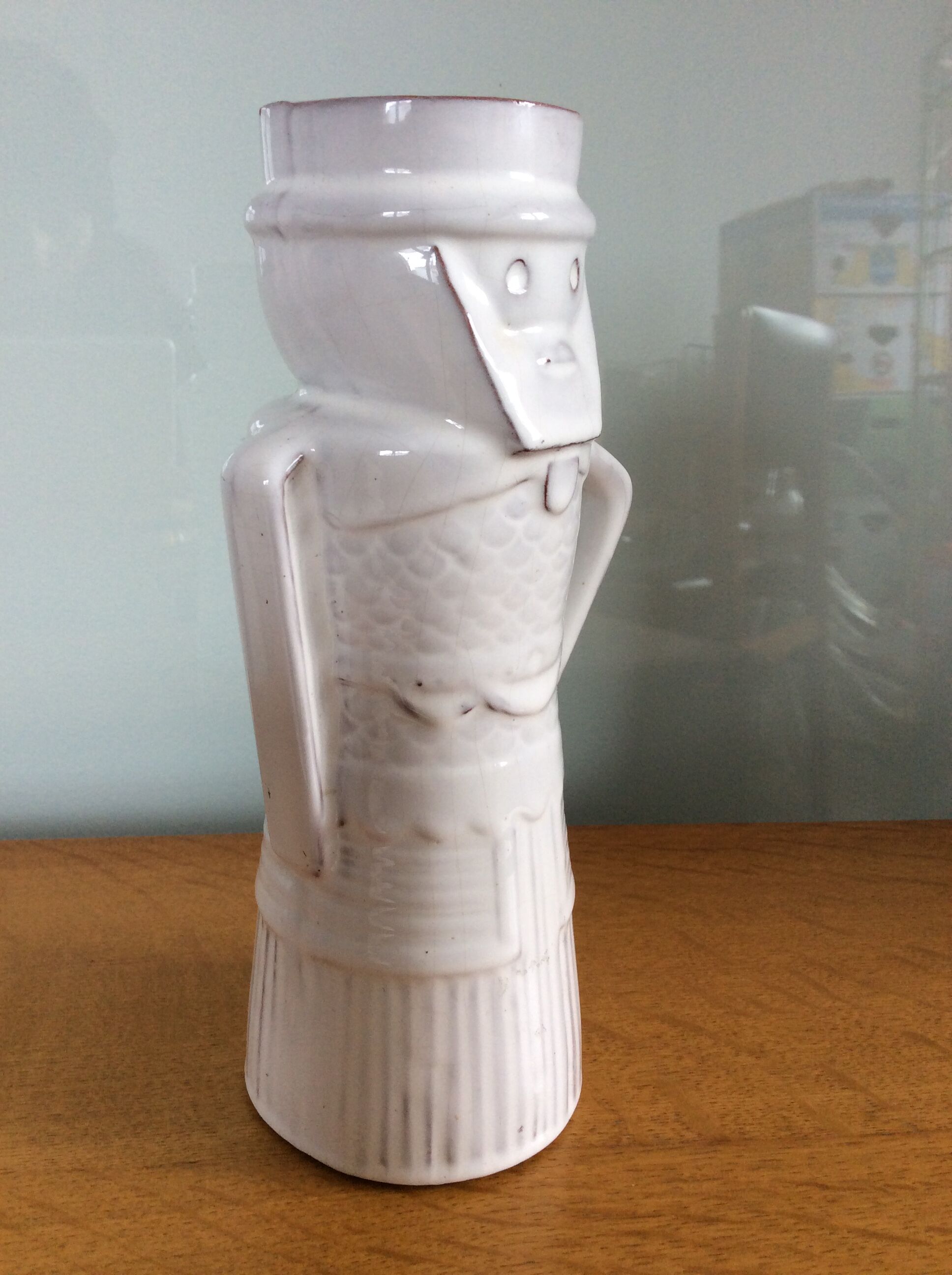 Vintage anthropomorphic vase in glazed terracotta