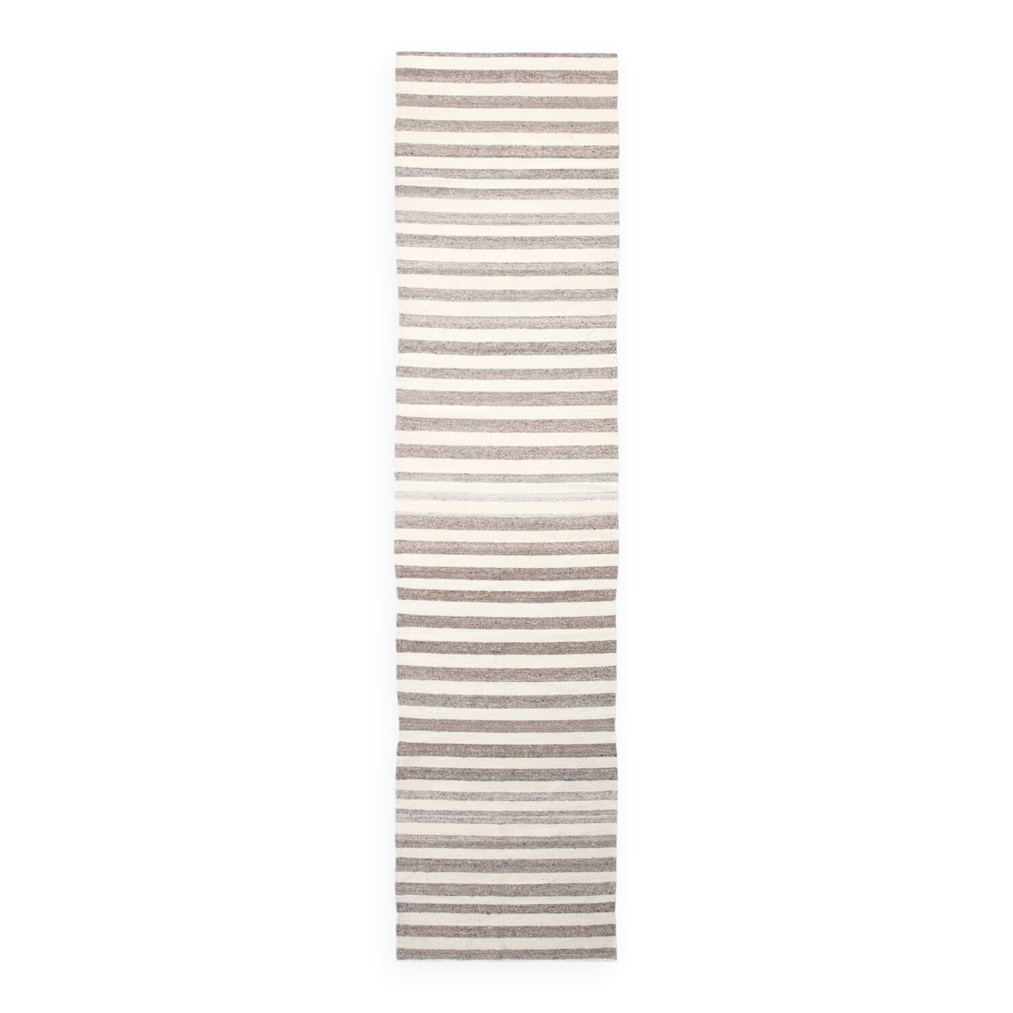 Brown & Beige Striped Turkish Runner Rug, 78x330Cm