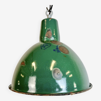 Industrial Green Enamel Factory Pendant Lamp, 1960s