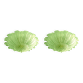 Lot of 2 Mid-Century Modern Style Venetian Green “Leafs” Murano Style Glass