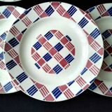 6 Assiettes plates en faïence de Saint Amand Style Art Déco