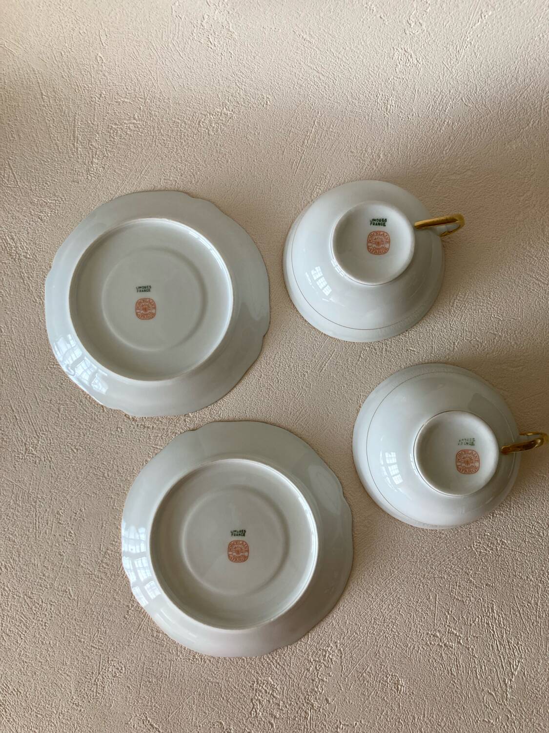 Déjeuner tête à tête porcelaine Limoges Lafarge doré à l’or fin