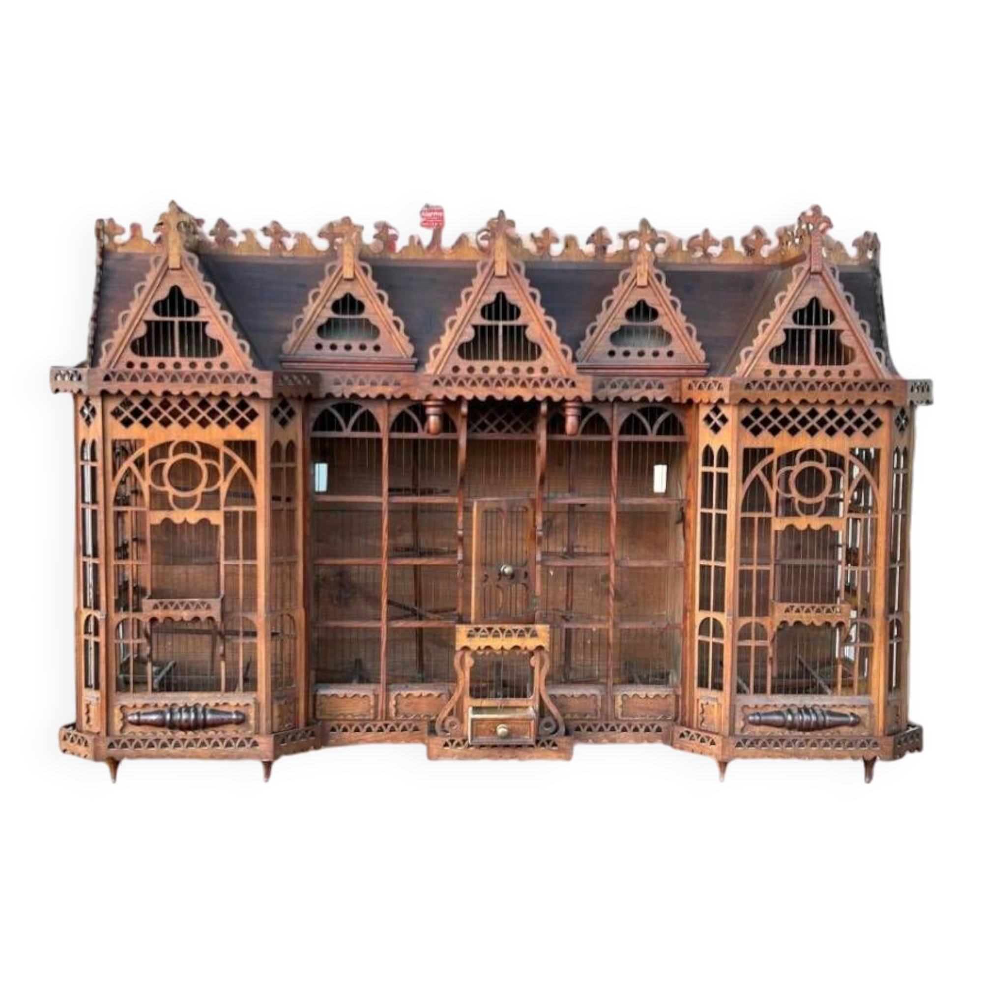 Important bird cage - aviary representing a house early 20th century l 158 cm