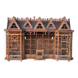 Important bird cage - aviary representing a house early 20th century l 158 cm