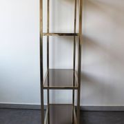 Smoked and mirrored glass shelf, Hollywood Regency style, 70s.