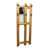 Wall-mounted coat rack, mountain style, pine, honey colour, 1970.