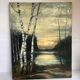 Tableau coucher de soleil huile sur toile signée