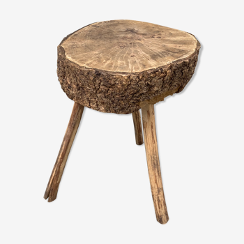 Raw tripod table in cork oak