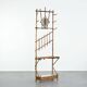 Antique French bamboo standing coat rack with mirror and umbrella stand