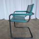 Vintage Mart Stam Style Armchair: Turquoise Leather, Black Chrome Cantileve