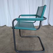 Vintage Mart Stam Style Armchair: Turquoise Leather, Black Chrome Cantileve