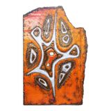 Plaque ceramique pierre de lave émaillée décor abstrait