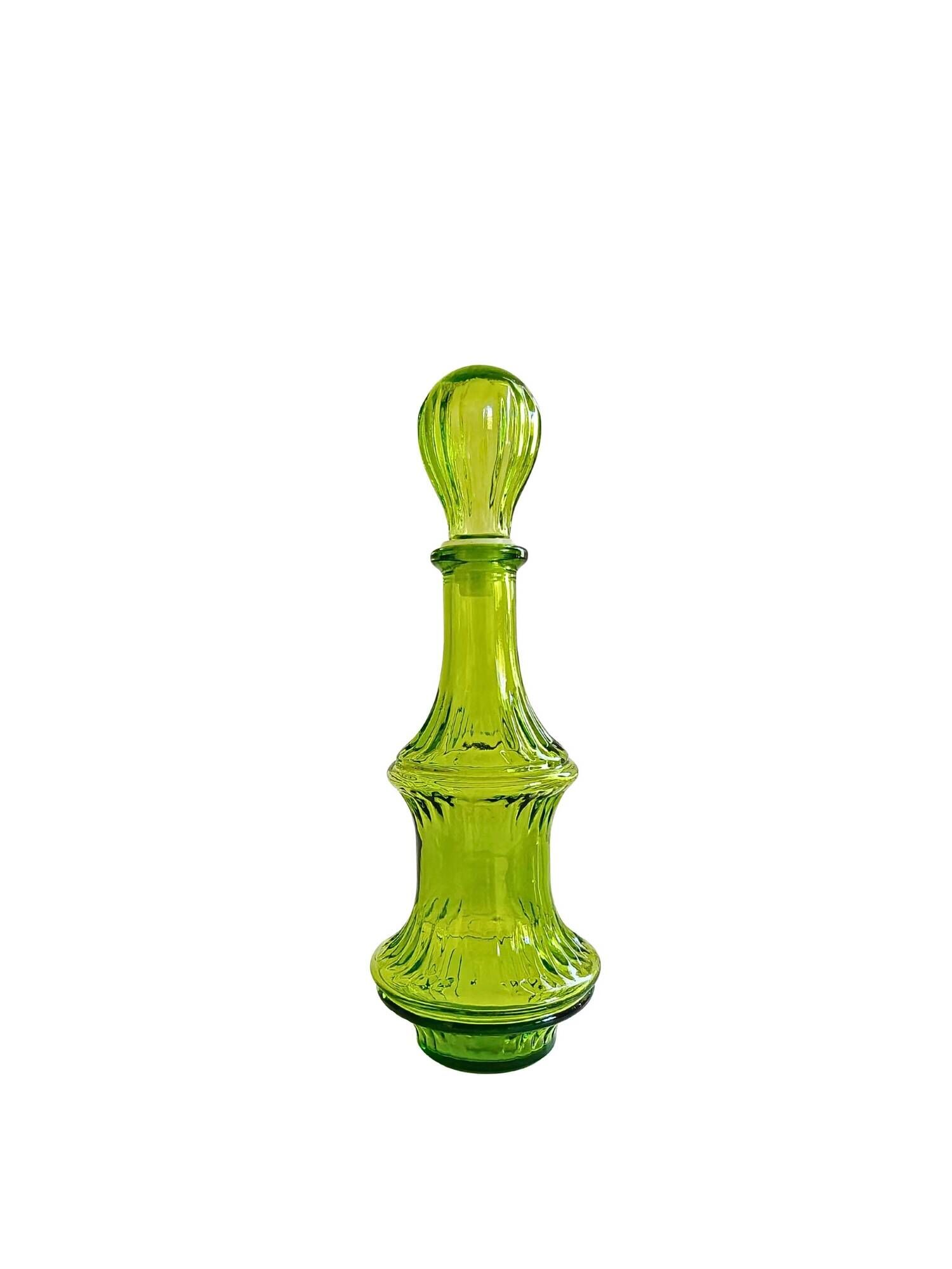 Bouteille Empoli Mid-Century en verre vert
