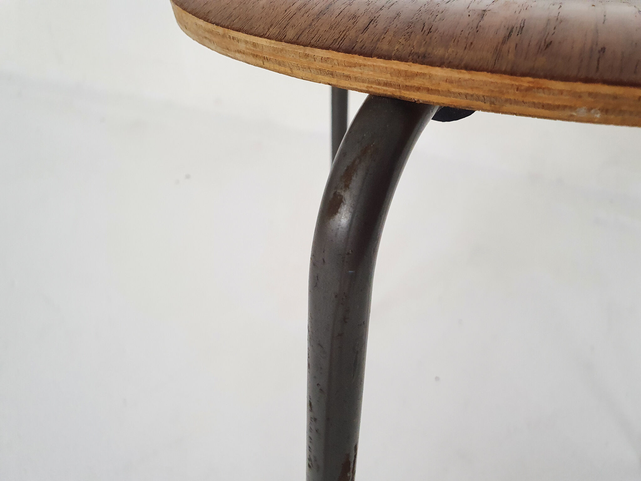 Teak and metal tripod stool, Denmark 1960's