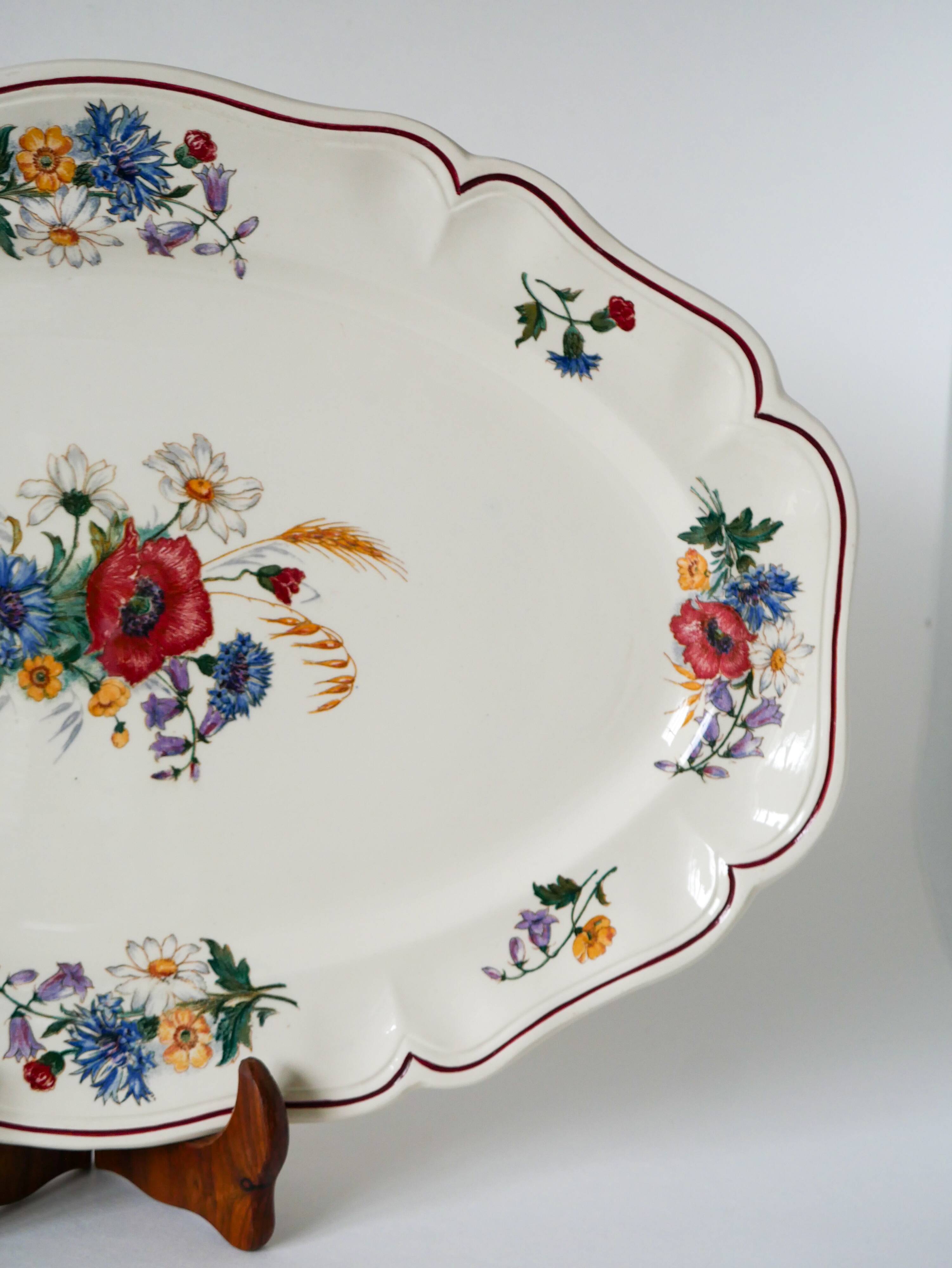 large oval dish Digoin Sarreguemines model Agreste, 1960