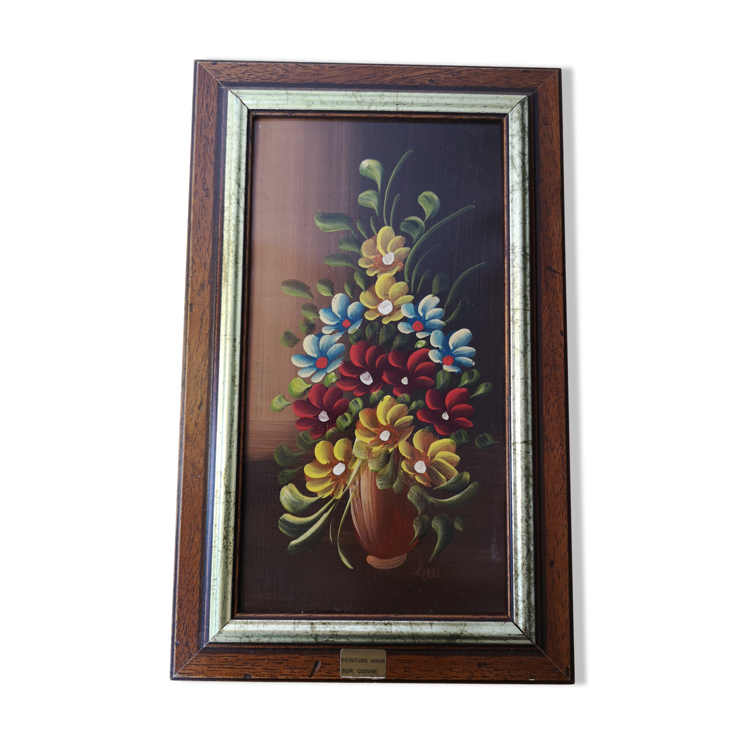 Painting on copper flowers craft still life