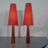 Mid-Century Filigree Danish Teak Table Lamps, 1950s, Set of 2
