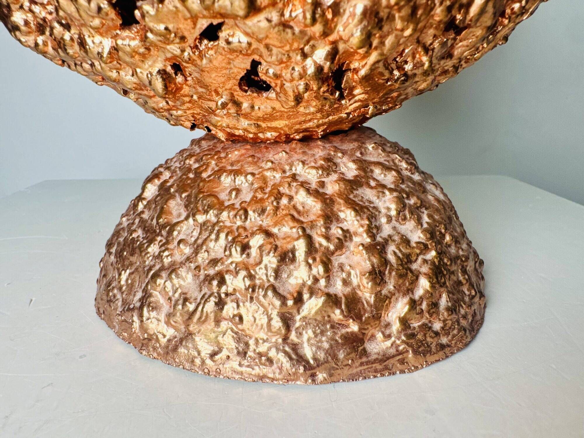 Sculptural Brutalist Table Lamp In Copper By Aimo Tukiainen For Oy Moonlight, Finland 1970S