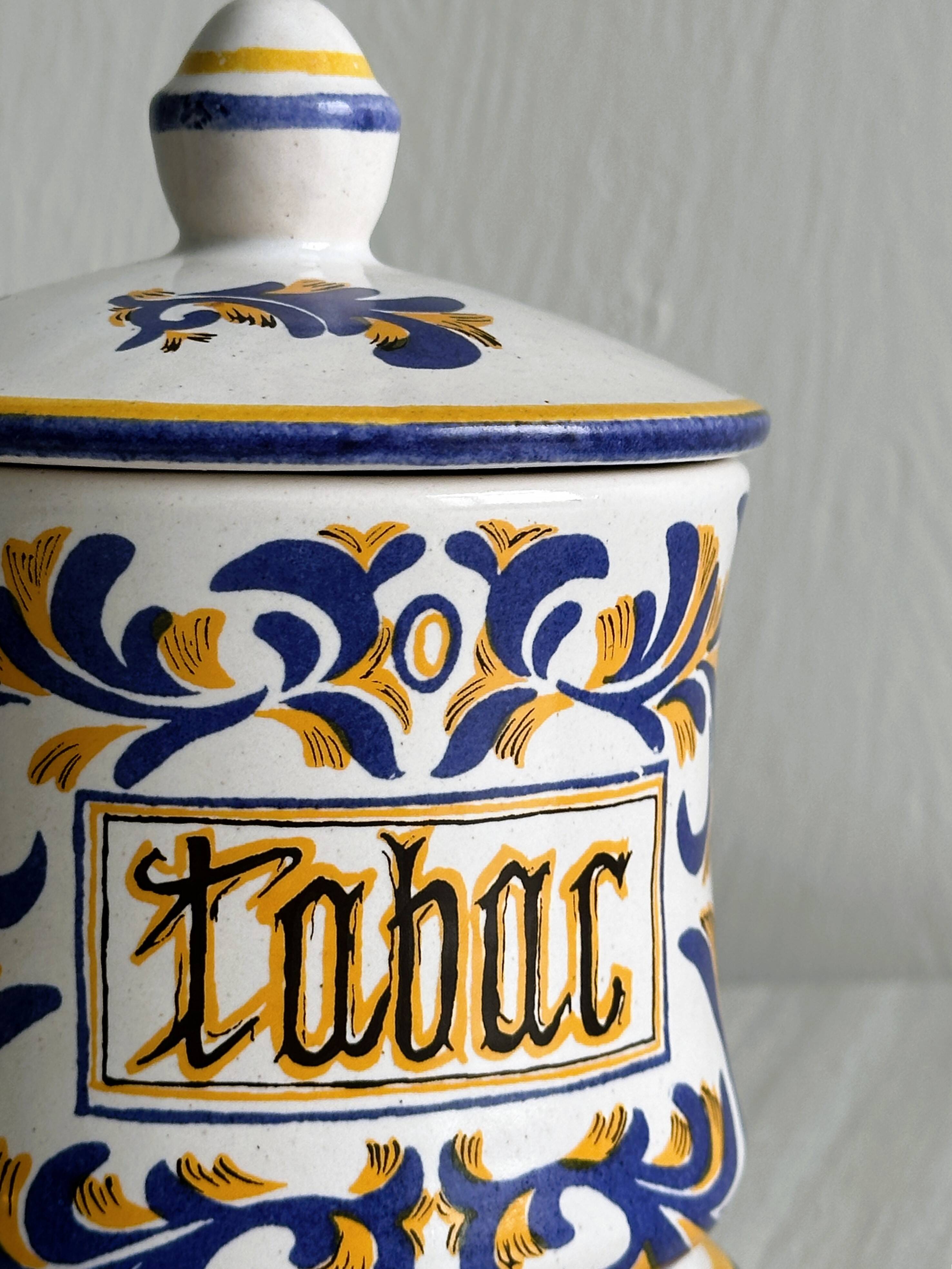 Hand-painted tobacco jar.