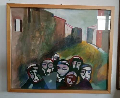 Oil on Canvas Abstract Painting Eros Bortolotti "The Leonka Returns to May"