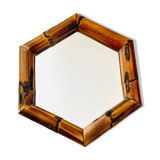 Miroir hexagonal vintage bambou