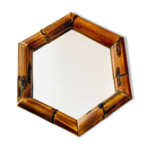 Vintage hexagonal bamboo mirror