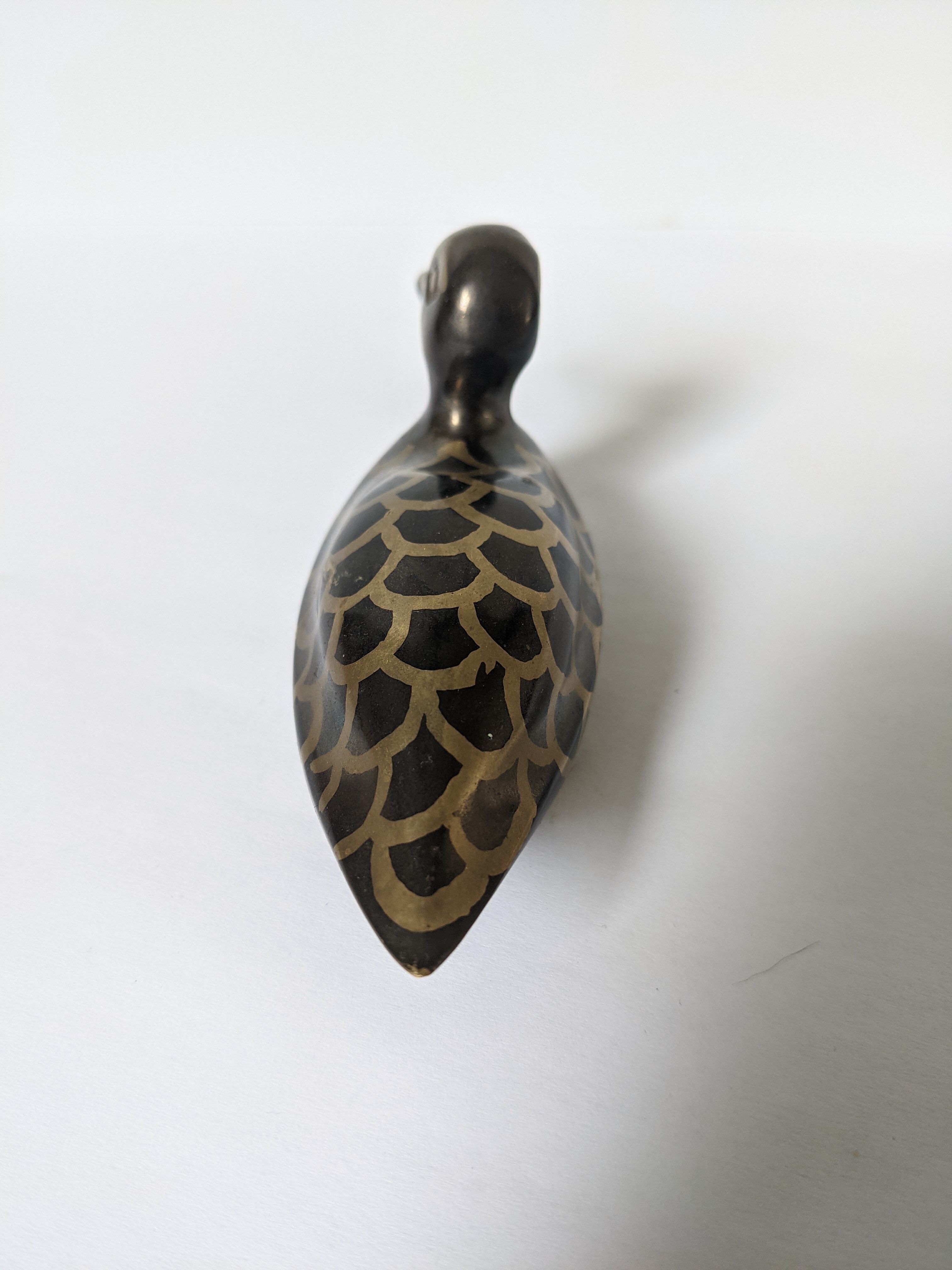 golden and brown brass duck - H: 6cm