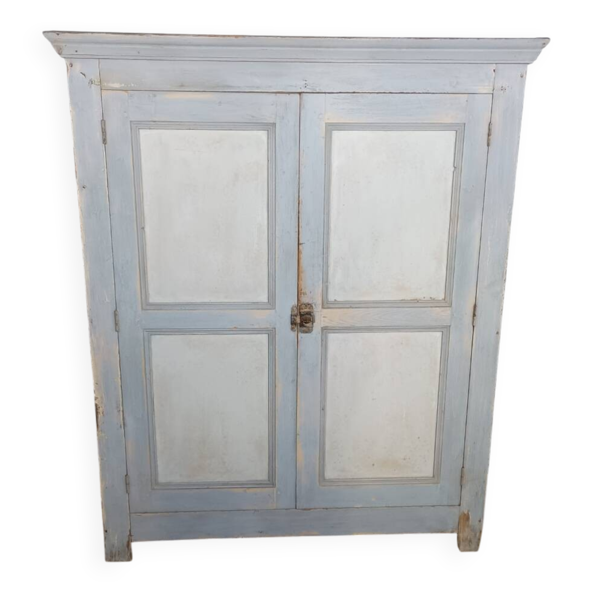 Low Parisian wardrobe with two doors, made of fir with original patina
