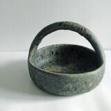 Old terracotta basket signed Campo Piano Orezza Corsican pottery Vintage 1960