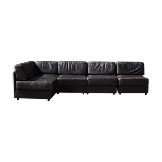 1970 dark brown leather sofa