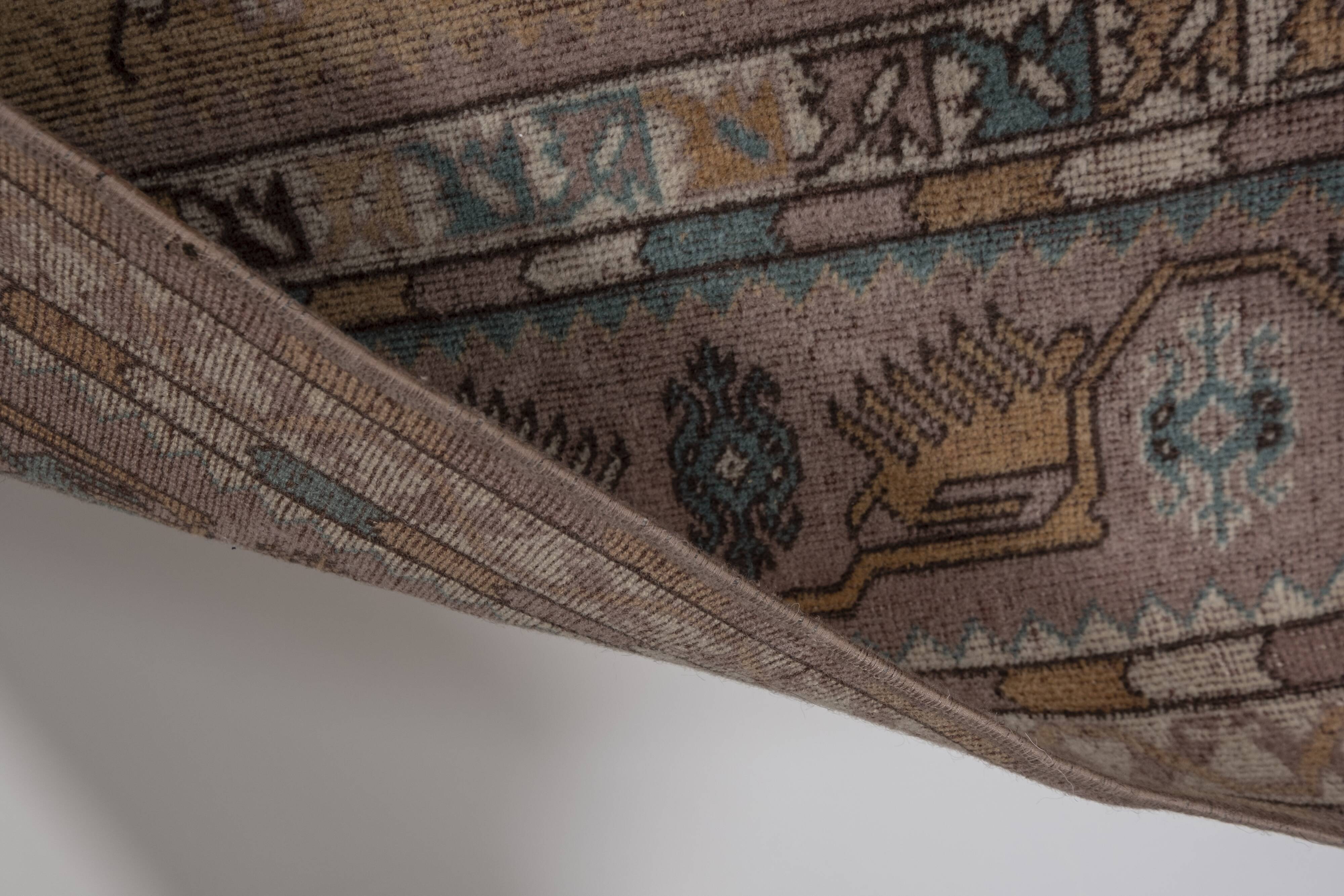 Vintage Turkish Oushak Rug with Floral Border